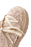 Women's Beige Thick-Soled Fur-Lined Leather Boots | Derimod Women's Beige Thick-Soled Fur-Lined Leather Boots | Derimod