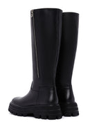 Women's Black Thick Soled Zippered Leather Boots | Derimod Women's Black Thick Soled Zippered Leather Boots | Derimod