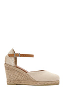 Women's Beige Ankle Strap Wedge Heeled Espadrille | Derimod Women's Beige Ankle Strap Wedge Heeled Espadrille | Derimod