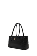 Woman Black Croc-Embossed Shoulder Bag | Derimod Woman Black Croc-Embossed Shoulder Bag | Derimod