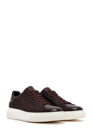 Men's Brown Lace-Up Thick-Soled Leather Sneakers | Derimod Men's Brown Lace-Up Thick-Soled Leather Sneakers | Derimod