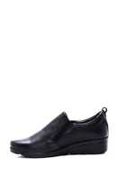 Women's Black Leather Wedge Heeled Comfort Shoes | Derimod Women's Black Leather Wedge Heeled Comfort Shoes | Derimod