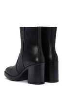 Women's Black Zippered Thick Heeled Leather Boots | Derimod Women's Black Zippered Thick Heeled Leather Boots | Derimod
