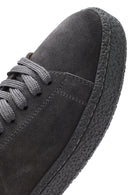 Men's Gray Lace-Up Suede Leather Sneaker | Derimod Men's Gray Lace-Up Suede Leather Sneaker | Derimod
