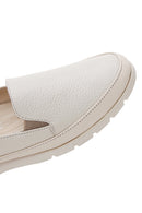 Women's Beige Leather Comfort Loafer | Derimod Women's Beige Leather Comfort Loafer | Derimod