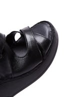 Kadın Siyah Deri Dolgu Topuk Comfort Sandalet | Derimod Kadın Siyah Deri Dolgu Topuk Comfort Sandalet | Derimod
