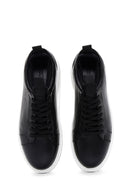 Erkek Siyah Deri Çoraplı Kalın Tabanlı Sneaker | Derimod Erkek Siyah Deri Çoraplı Kalın Tabanlı Sneaker | Derimod