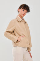 Nicole Women's Beige Leather Jacket | Derimod Nicole Women's Beige Leather Jacket | Derimod