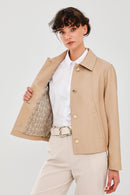 Nicole Women's Beige Leather Jacket | Derimod Nicole Women's Beige Leather Jacket | Derimod