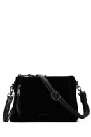Women's Black Long Strap Suede Crossbody Bag | Derimod Women's Black Long Strap Suede Crossbody Bag | Derimod