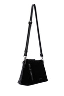 Women's Black Long Strap Suede Crossbody Bag | Derimod Women's Black Long Strap Suede Crossbody Bag | Derimod