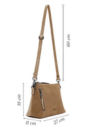 Women's Light Brown Long Strap Suede Crossbody Bag | Derimod Women's Light Brown Long Strap Suede Crossbody Bag | Derimod