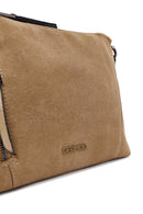 Women's Light Brown Long Strap Suede Crossbody Bag | Derimod Women's Light Brown Long Strap Suede Crossbody Bag | Derimod