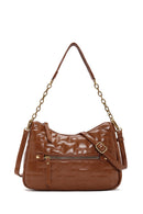 Women's Tan Long Strap Patent Leather Crossbody Bag | Derimod Women's Tan Long Strap Patent Leather Crossbody Bag | Derimod
