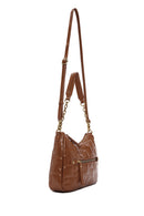 Women's Tan Long Strap Patent Leather Crossbody Bag | Derimod Women's Tan Long Strap Patent Leather Crossbody Bag | Derimod
