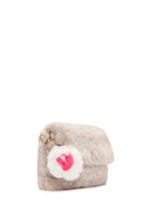 Women's Beige Long Strap Plush Shoulder Bag | Derimod Women's Beige Long Strap Plush Shoulder Bag | Derimod