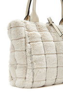 Women's Beige Long Strap Plush Handbag | Derimod Women's Beige Long Strap Plush Handbag | Derimod