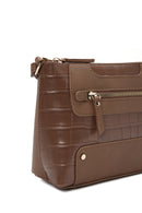 Women's Tan Long Strap Crocodile Patterned Crossbody Bag | Derimod Women's Tan Long Strap Crocodile Patterned Crossbody Bag | Derimod