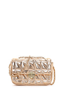 Women's Pink Long Strap Quilted Metallic Crossbody Bag | Derimod Women's Pink Long Strap Quilted Metallic Crossbody Bag | Derimod