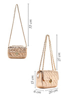Women's Pink Long Strap Quilted Metallic Crossbody Bag | Derimod Women's Pink Long Strap Quilted Metallic Crossbody Bag | Derimod