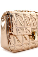 Women's Pink Long Strap Quilted Metallic Crossbody Bag | Derimod Women's Pink Long Strap Quilted Metallic Crossbody Bag | Derimod
