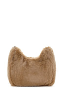 Women's Beige Long Chain Strap Plush Handbag | Derimod Women's Beige Long Chain Strap Plush Handbag | Derimod