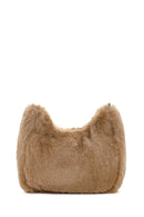 Women's Beige Long Chain Strap Plush Handbag | Derimod Women's Beige Long Chain Strap Plush Handbag | Derimod