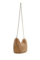Women's Beige Long Chain Strap Plush Handbag | Derimod Women's Beige Long Chain Strap Plush Handbag | Derimod