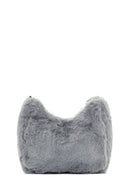 Women's Gray Long Chain Strap Plush Handbag | Derimod Women's Gray Long Chain Strap Plush Handbag | Derimod