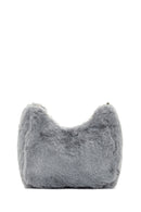 Women's Gray Long Chain Strap Plush Handbag | Derimod Women's Gray Long Chain Strap Plush Handbag | Derimod