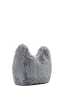 Women's Gray Long Chain Strap Plush Handbag | Derimod Women's Gray Long Chain Strap Plush Handbag | Derimod