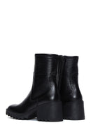 Women's Black Leather Zippered Heeled Boots | Derimod Women's Black Leather Zippered Heeled Boots | Derimod