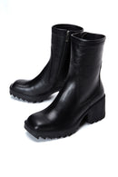 Women's Black Leather Zippered Heeled Boots | Derimod Women's Black Leather Zippered Heeled Boots | Derimod