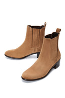 Women's Tan Suede Leather Chelsea Boots | Derimod Women's Tan Suede Leather Chelsea Boots | Derimod