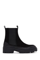 Women's Black Suede Leather Chelsea Boots | Derimod Women's Black Suede Leather Chelsea Boots | Derimod