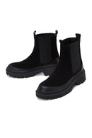 Women's Black Suede Leather Chelsea Boots | Derimod Women's Black Suede Leather Chelsea Boots | Derimod
