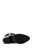 Women's Black Leather Heeled Cowboy Western Boots | Derimod Women's Black Leather Heeled Cowboy Western Boots | Derimod