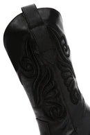 Women's Black Leather Heeled Cowboy Western Boots | Derimod Women's Black Leather Heeled Cowboy Western Boots | Derimod