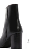 Women's Black Leather Heeled Classic Boots | Derimod Women's Black Leather Heeled Classic Boots | Derimod