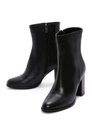 Women's Black Leather Heeled Classic Boots | Derimod Women's Black Leather Heeled Classic Boots | Derimod
