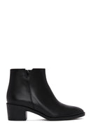 Women's Black Zipper Heeled Leather Classic Boots | Derimod Women's Black Zipper Heeled Leather Classic Boots | Derimod