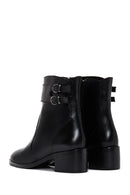 Women's Black Buckle Heeled Leather Classic Boots | Derimod Women's Black Buckle Heeled Leather Classic Boots | Derimod