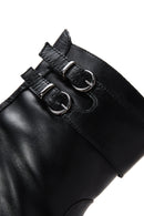 Women's Black Buckle Heeled Leather Classic Boots | Derimod Women's Black Buckle Heeled Leather Classic Boots | Derimod