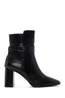 Women's Black Leather Heeled Boots | Derimod Women's Black Leather Heeled Boots | Derimod