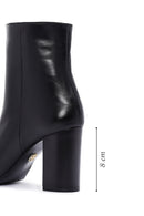 Women's Black Heeled Zippered Leather Boots | Derimod Women's Black Heeled Zippered Leather Boots | Derimod