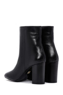 Women's Black Heeled Zippered Leather Boots | Derimod Women's Black Heeled Zippered Leather Boots | Derimod