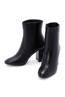 Women's Black Heeled Zippered Leather Boots | Derimod Women's Black Heeled Zippered Leather Boots | Derimod
