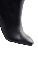 Women's Black Heeled Zippered Leather Boots | Derimod Women's Black Heeled Zippered Leather Boots | Derimod