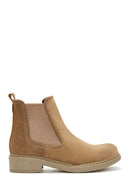 Women's Beige Leather Chelsea Flat Boots | Derimod Women's Beige Leather Chelsea Flat Boots | Derimod