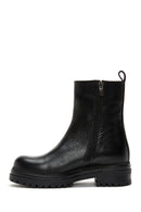 Women's Black Thick Soled Leather Boots | Derimod Women's Black Thick Soled Leather Boots | Derimod